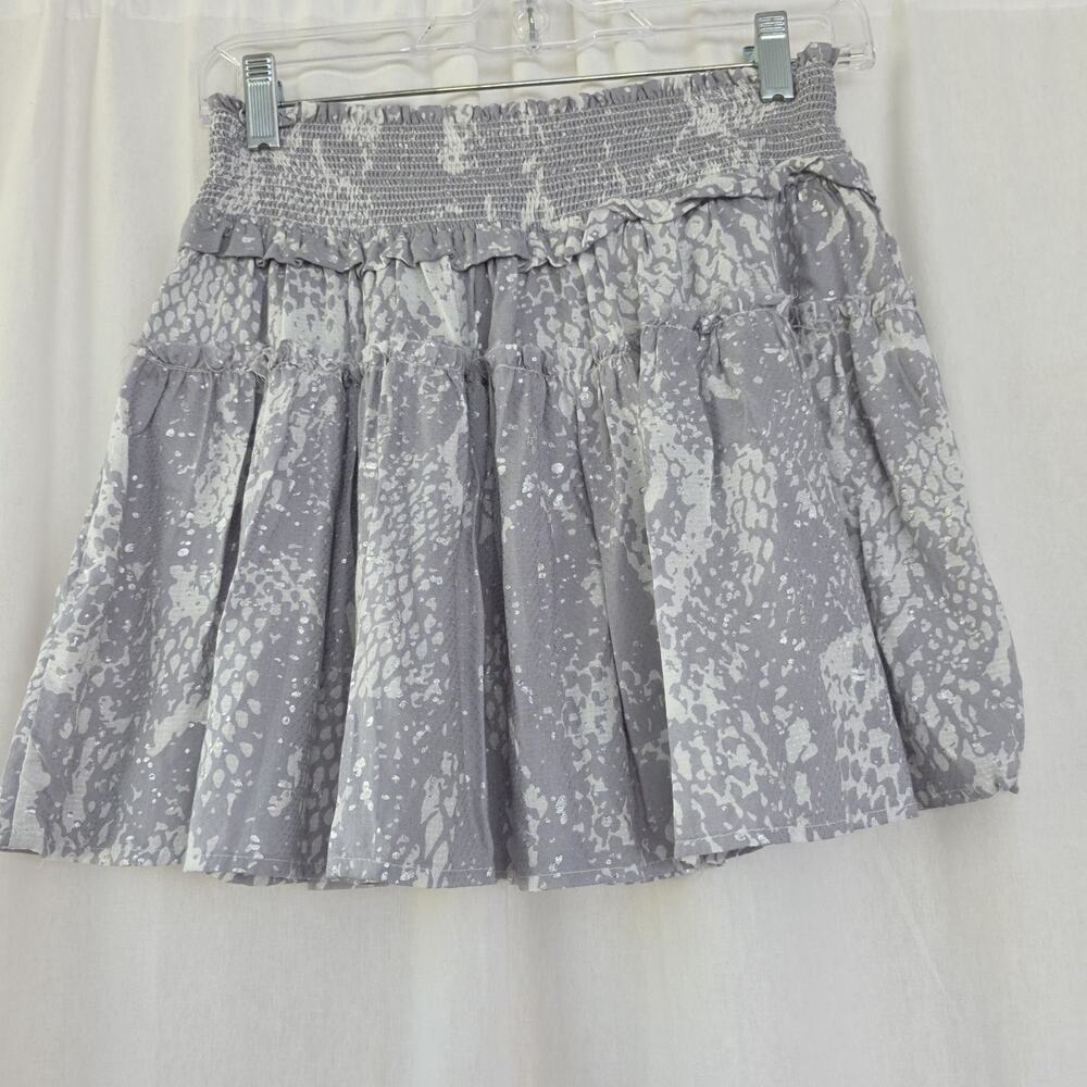 Surf Gypsy Women's M Tiered Mini Skirt Micro Gray Snake Boho Viscose - Picture 9 of 10